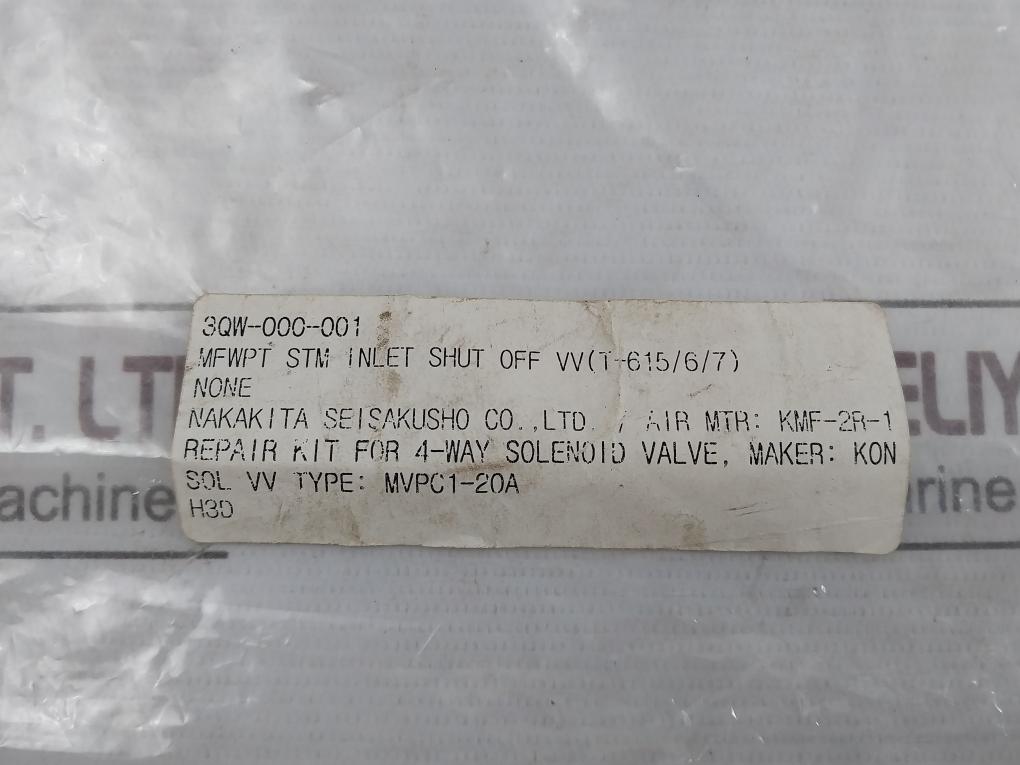 Nakakita Seisakusho Kmf-2R-1 Repair Kit For 4-way Solenoid Valve Mvpc1-20A