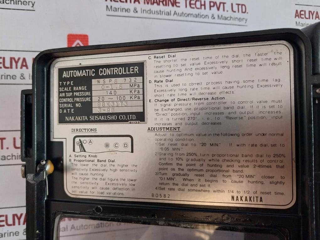 Nakakita Seisakusho Nsps 732 Automatic Pressure Controller 0-1.5 Mpa 20-100 Kpa