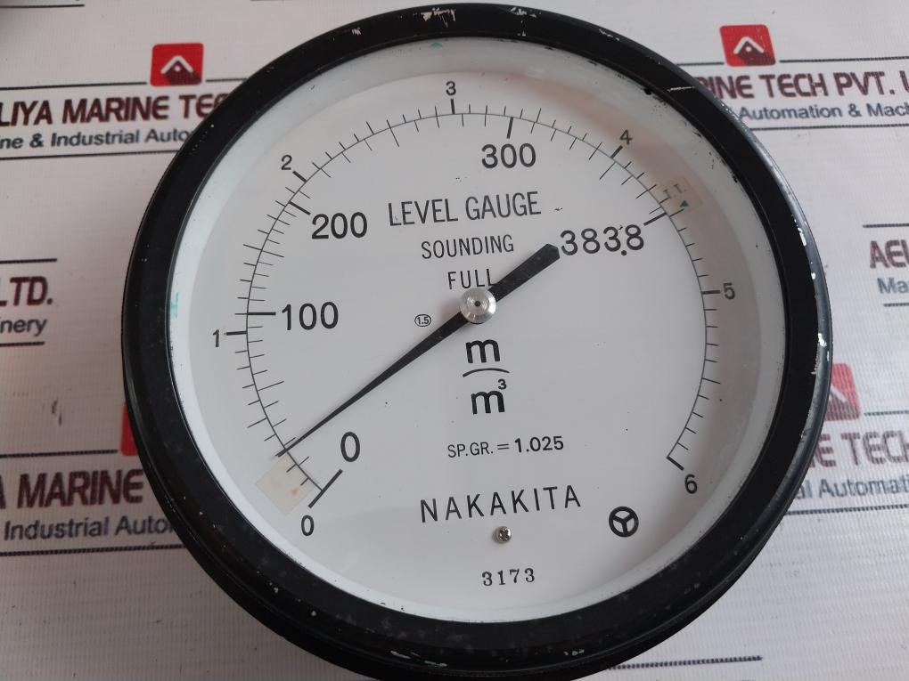 Nakakita Sp.Gr. = 1.025 Level Gauge 0-383.8 M