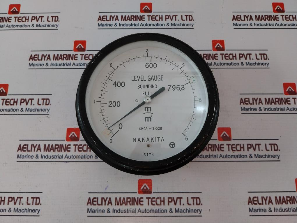 Nakakita Sp.Gr. = 1.025 Level Gauge Sounding Full 0-442.2 M