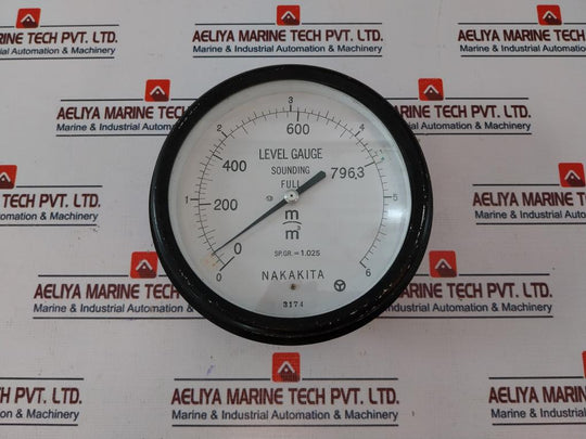 Nakakita Sp.Gr. = 1.025 Level Gauge Sounding Full 0-442.2 M 0-6 M3