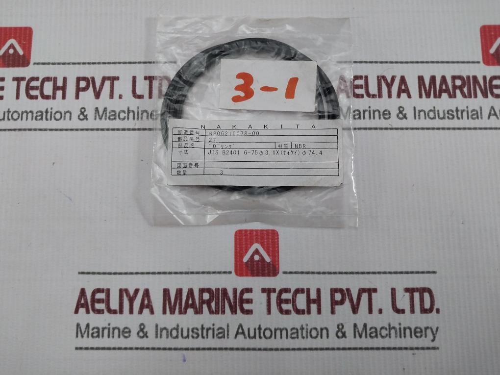 Nakakita Rp06210078-00 Black Rubber O Ring 3.1 Mm × 74.4 Mm