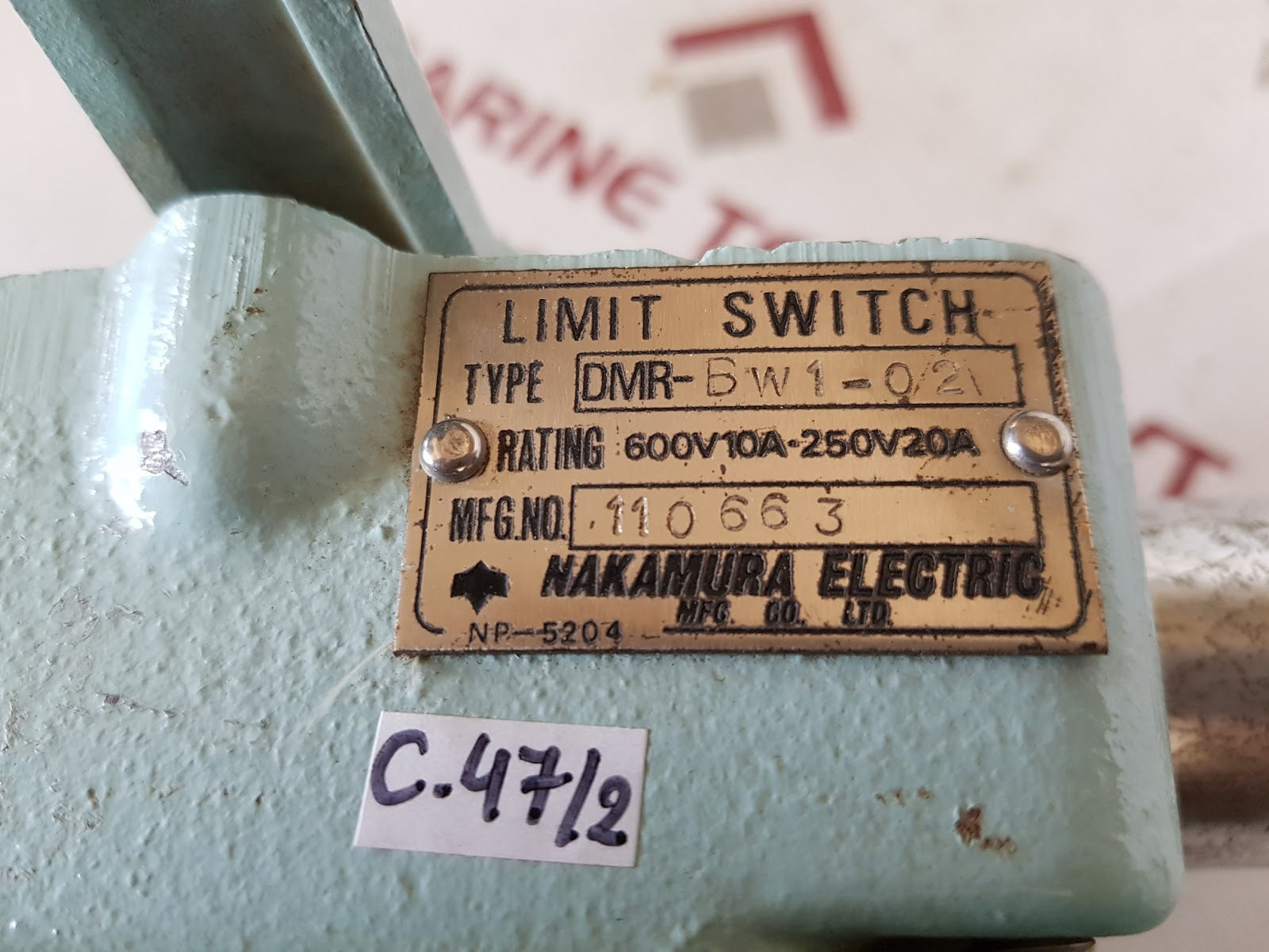Nakamura Dmr-bw1-02 Limit Switch 600V 10A-250V 20A