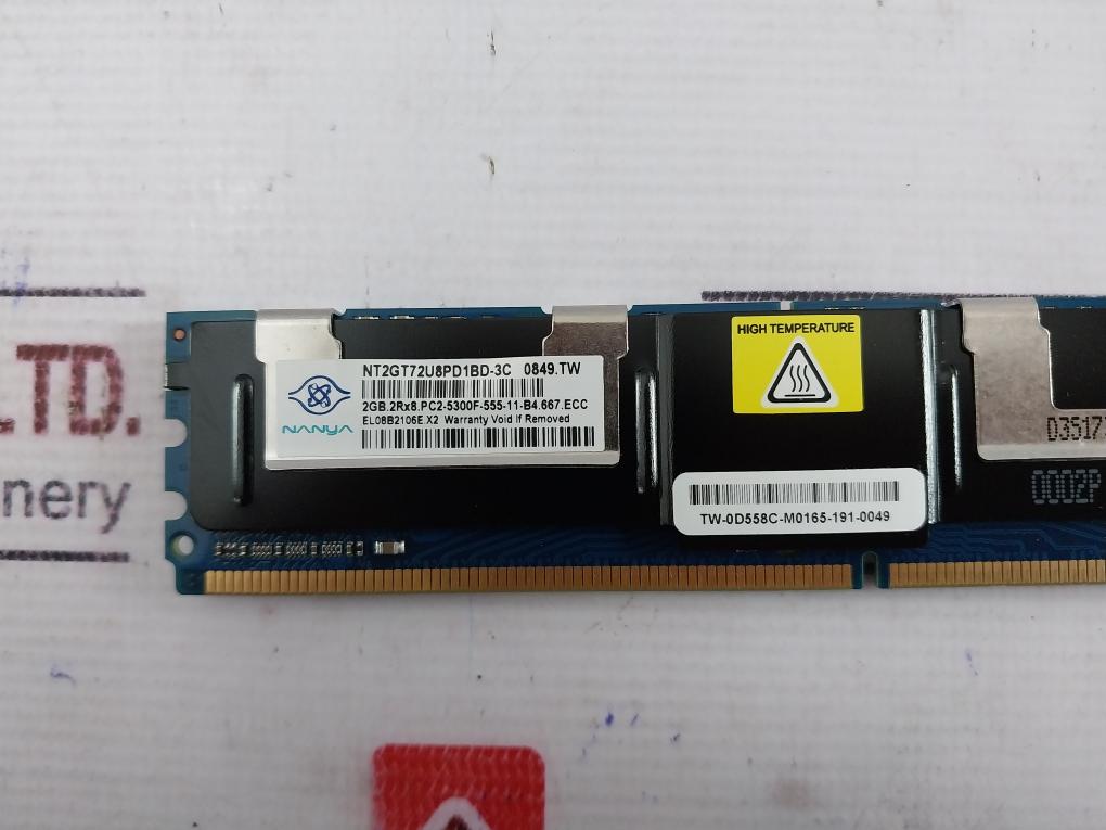 Nanya Nt2gt72u8pd1bd-3c 2gb 2rx8 Pc2-5300f-555-11-b4 D35173 Rev.c