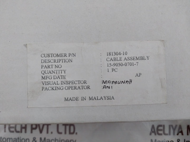 National Instruments 181304-10 Cable Assembly Nb5 15-9050-0701-7, 1 Meter Rev B1