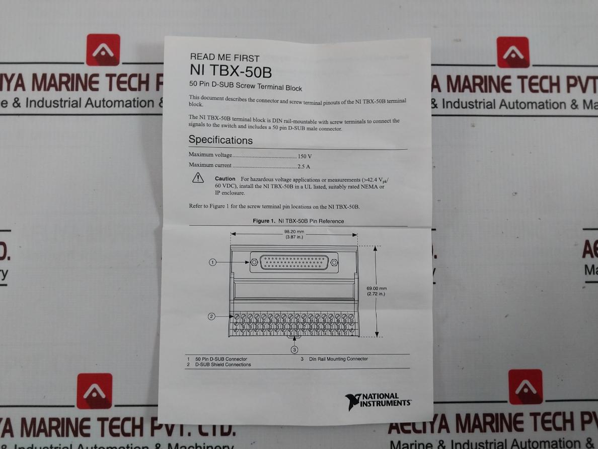 National Instruments Tbx-50B 50-pin Male D-sub Screw Terminal Block