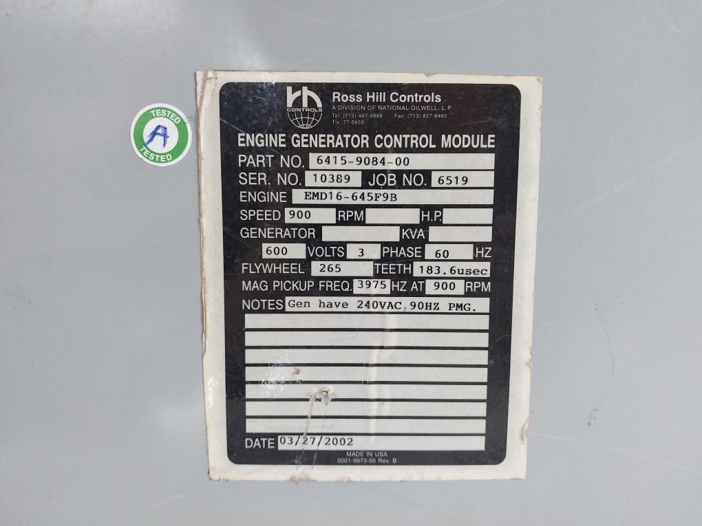 National Oilwell 900 Rpm Eg-iiip Control Module 6415-9084-00