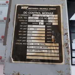 National Oilwell Varco 0001-2639-00 Dc Control Module Rev C Series X - Aeliya Marine Tech