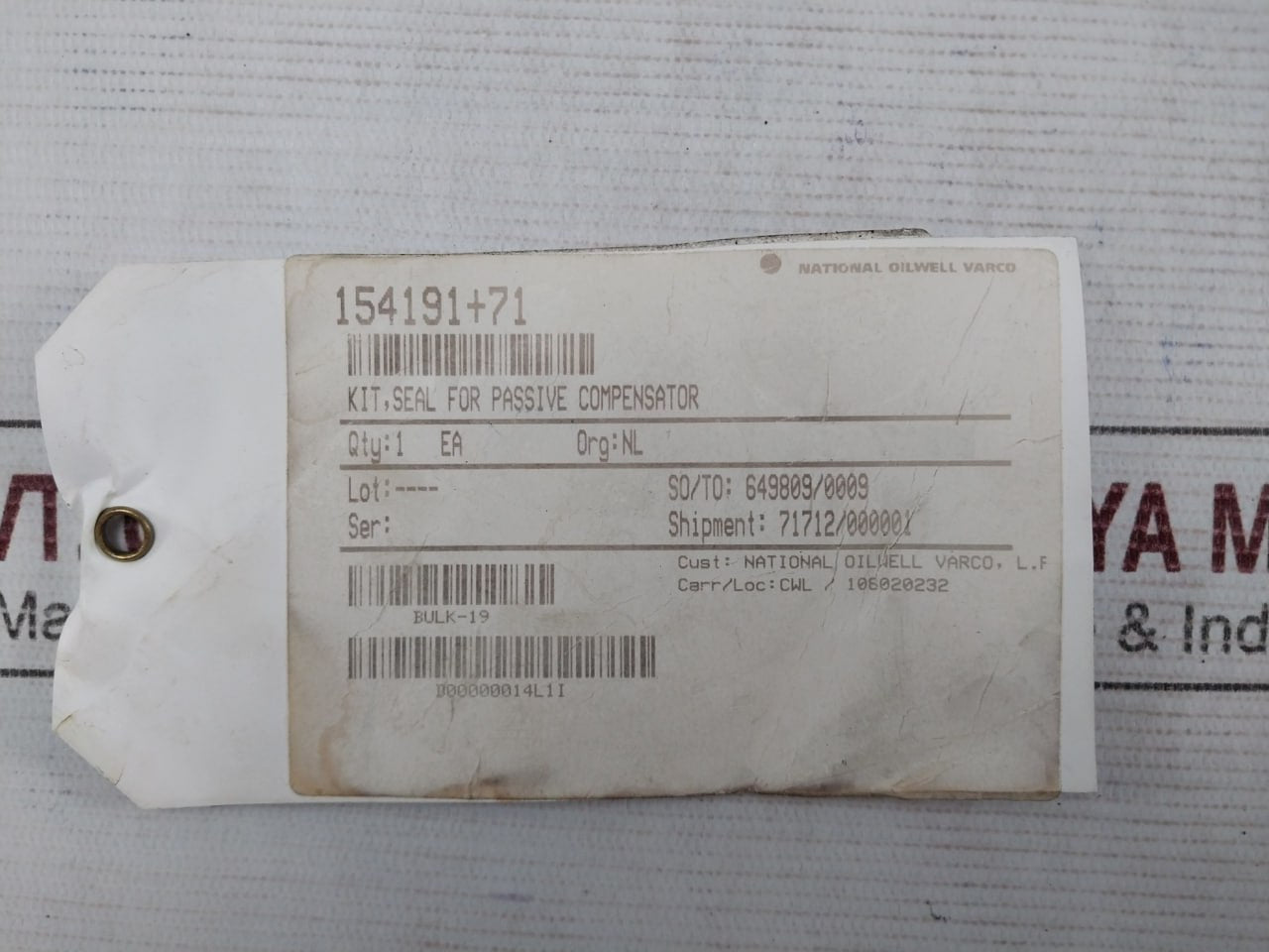 National Oilwell Varco 154191+71 Seal Kit For Passive Compensator