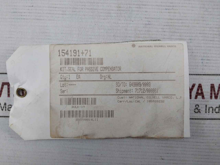 National Oilwell Varco 154191+71 Seal Kit For Passive Compensator