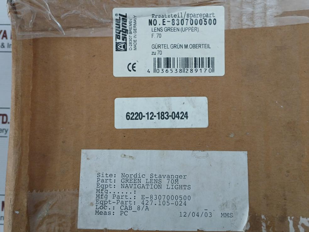 Navigation Light Lens New Condition E-8307000500 Aqua Signal Upper F 70/70M