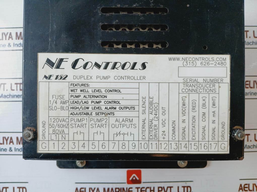 NE Controls NE152 Duplex Pump Controller 120VAC 50/60Hz 80VA
