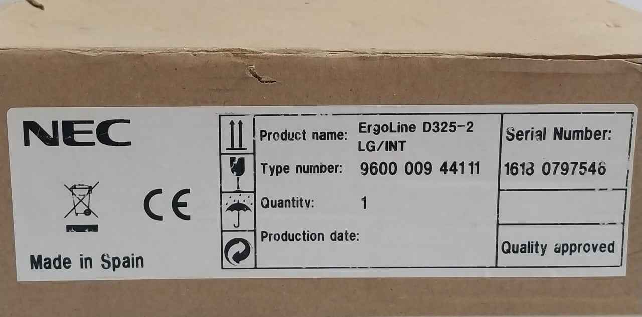 Nec 9600 009 441 11 Ergoline D325-2/lg/int Desk Digital Telephone(Not Working)