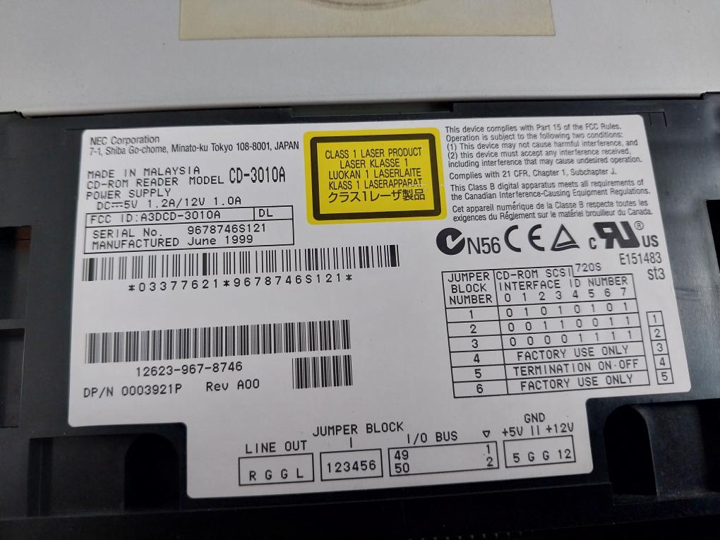 NEC CD-3010A Compact Disc CD-ROM Reader Rev A00