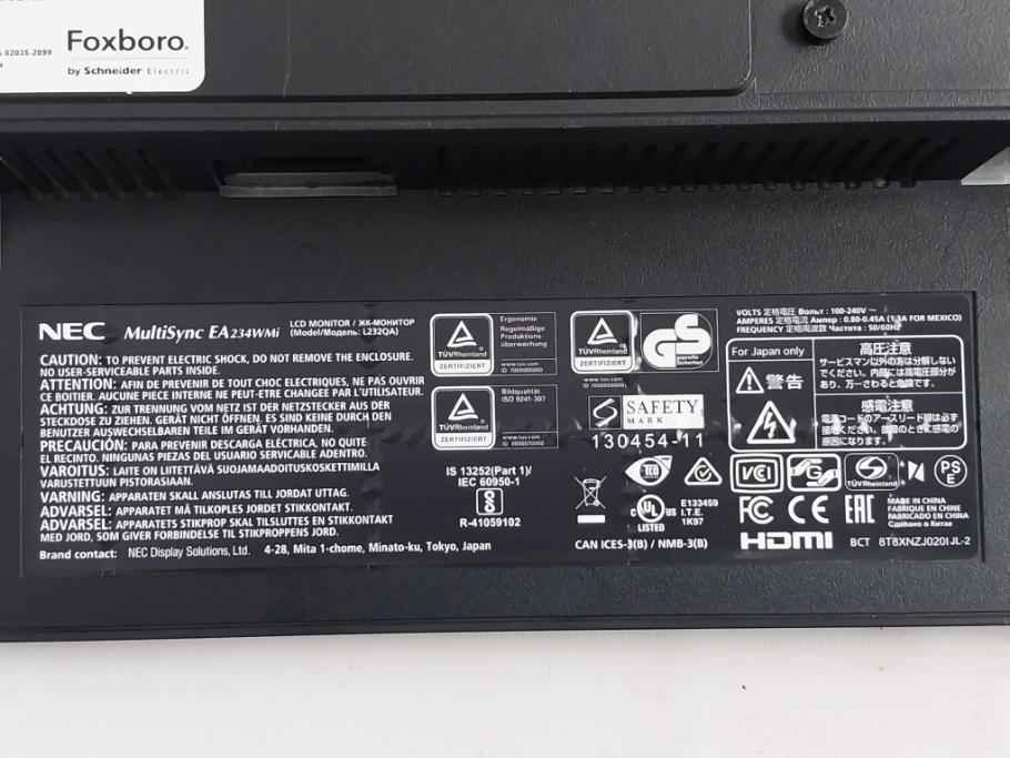Nec Ea234Wmi Multisync 23" Lcd Monitor L232Qa Rev 0A 100-240V (Black)
