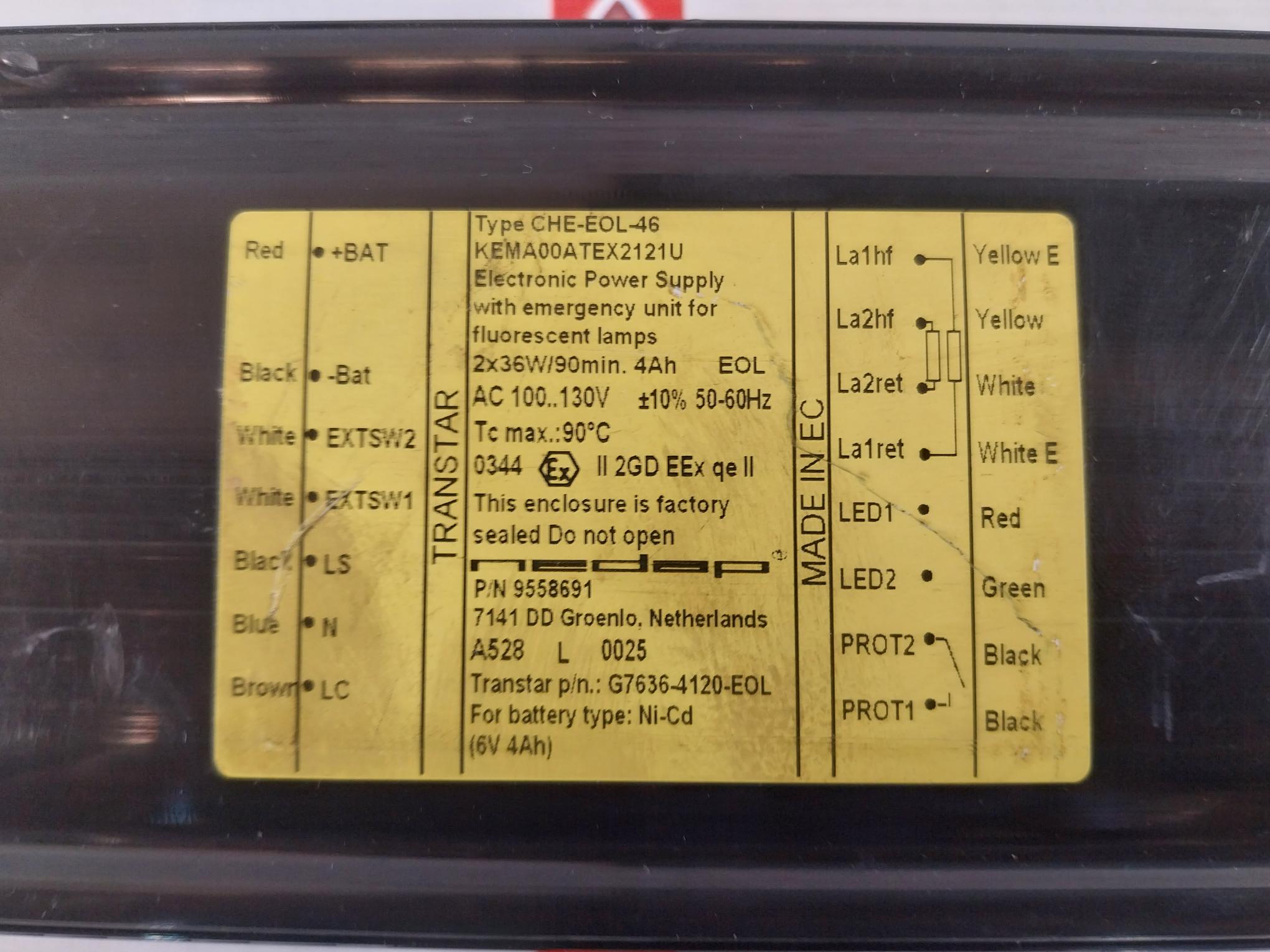 Nedap Transtar Che-eol-46 Electronic Power Supply G7636-4120-eol