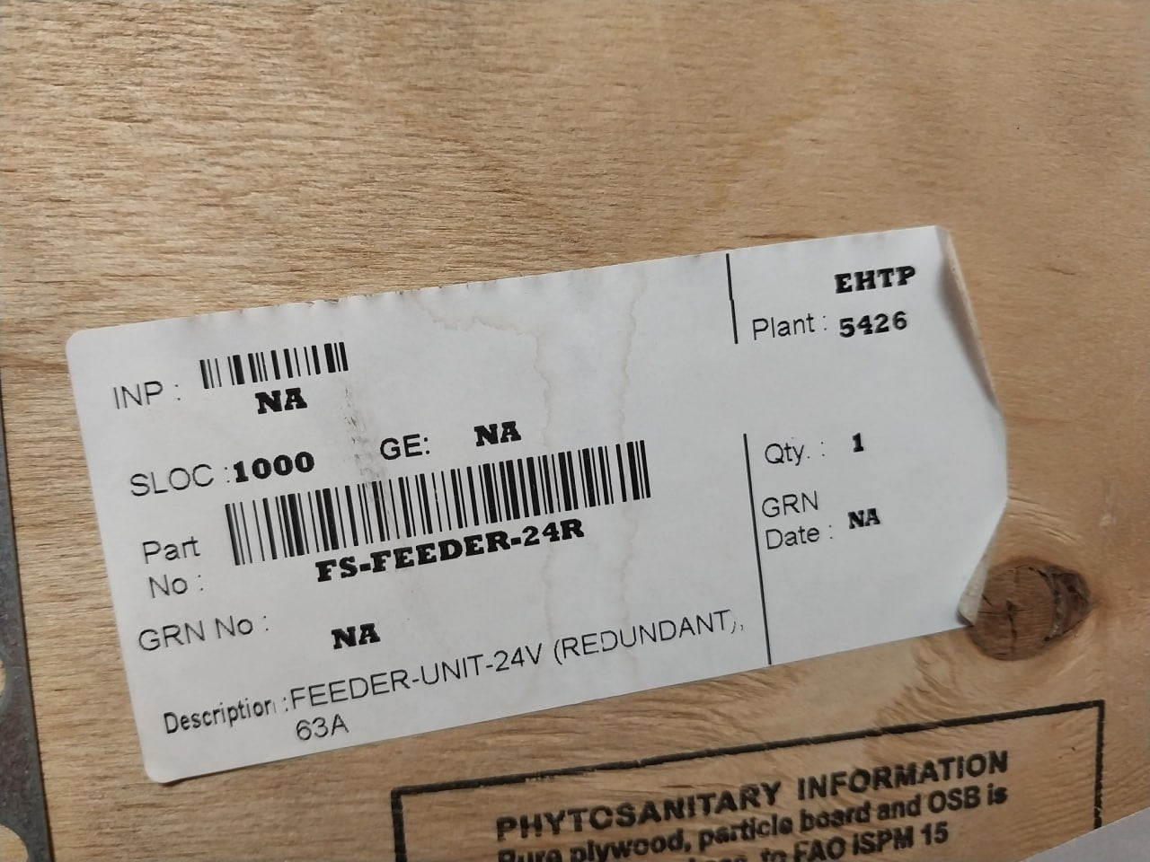 Nefab Fs-feeder-24R Redundant Feeder Unit 12 94V0 E168320 B 63