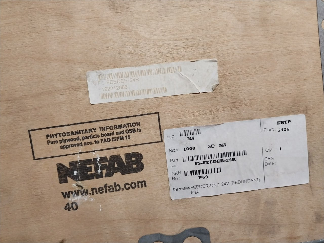 Nefab Fs-feeder-24R Redundant Feeder Unit 12 94V0 E168320 B 63