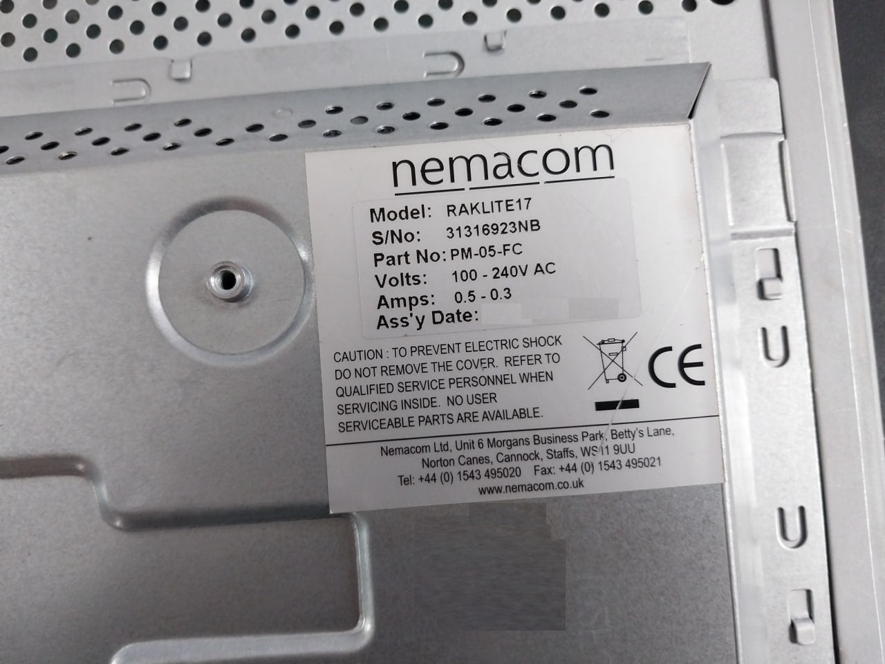 Nemacom Raklite17 Industrial Touchscreen Panel Pm-05-fc 100-240Vac