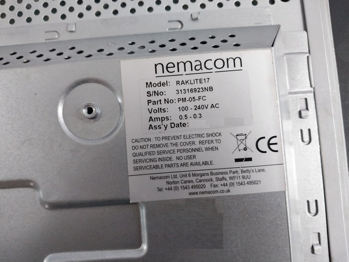 Nemacom Raklite17 Industrial Touchscreen Panel Pm-05-fc 100-240Vac