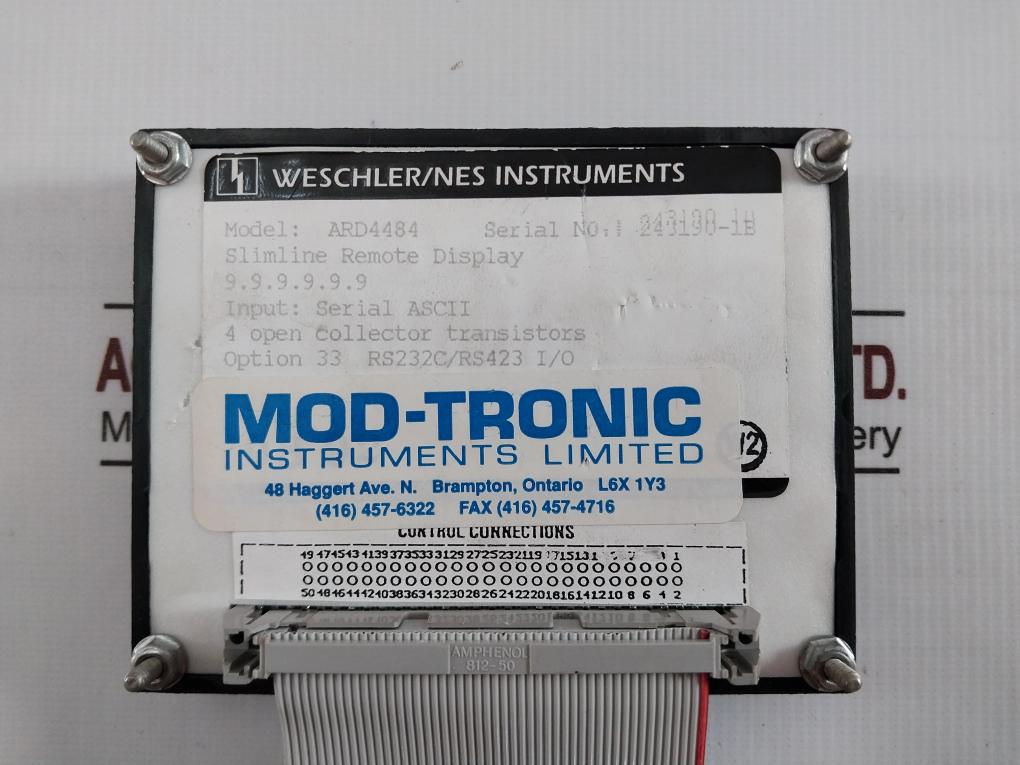 Nes Ard4484 Slimline Remote Display 812-50 Option 33 Rs232C / Rs423 I/O