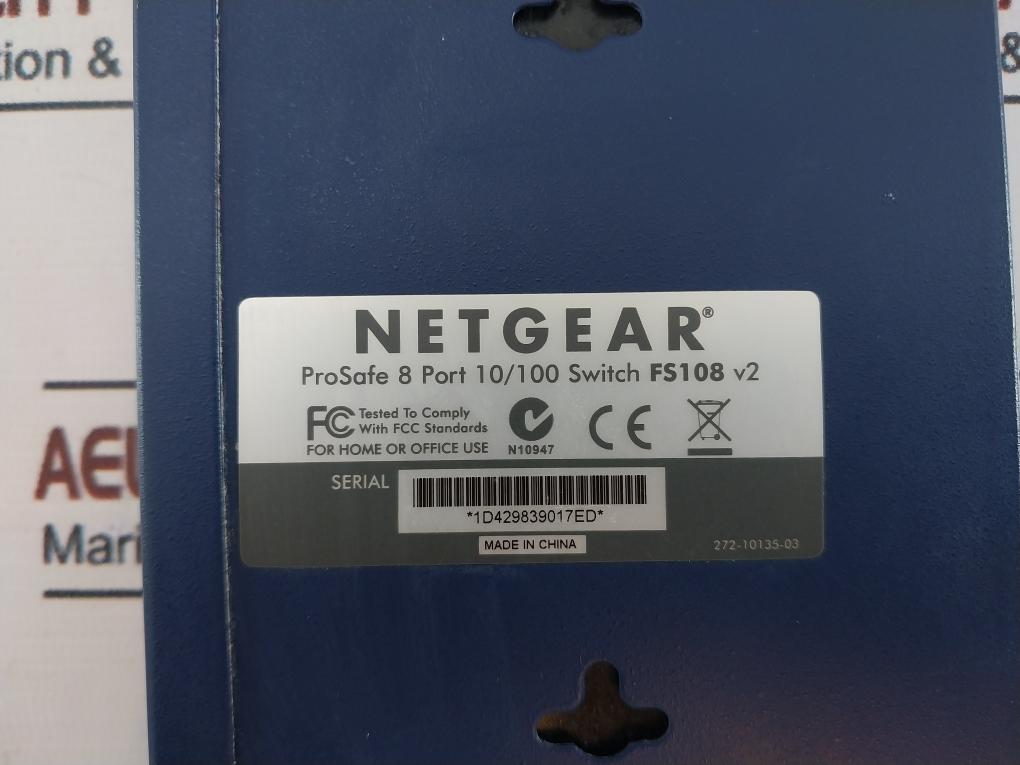 Netgear Fs108 Fast Ethernet Switch Prosafe 8 Port 10/100 Switch Fs108 V2
