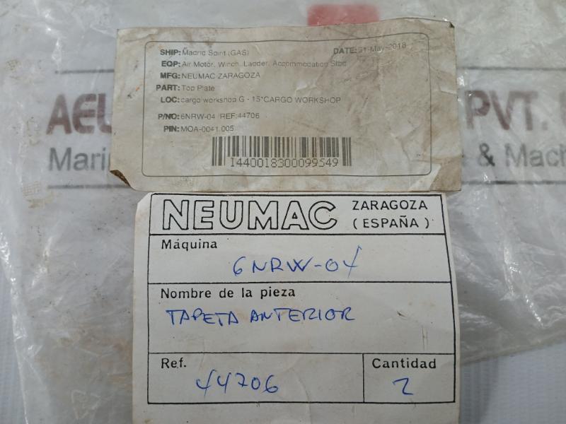Neumac Zaragoza Front Cover Top Plate Air Motor Winch 6Nrw-04