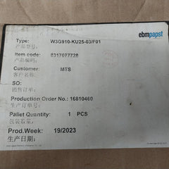 Ebm-papst Axial Flow Cooling Fan W3G910-ku25-03/F01 3Ph 380-480Vac 50/60Hz