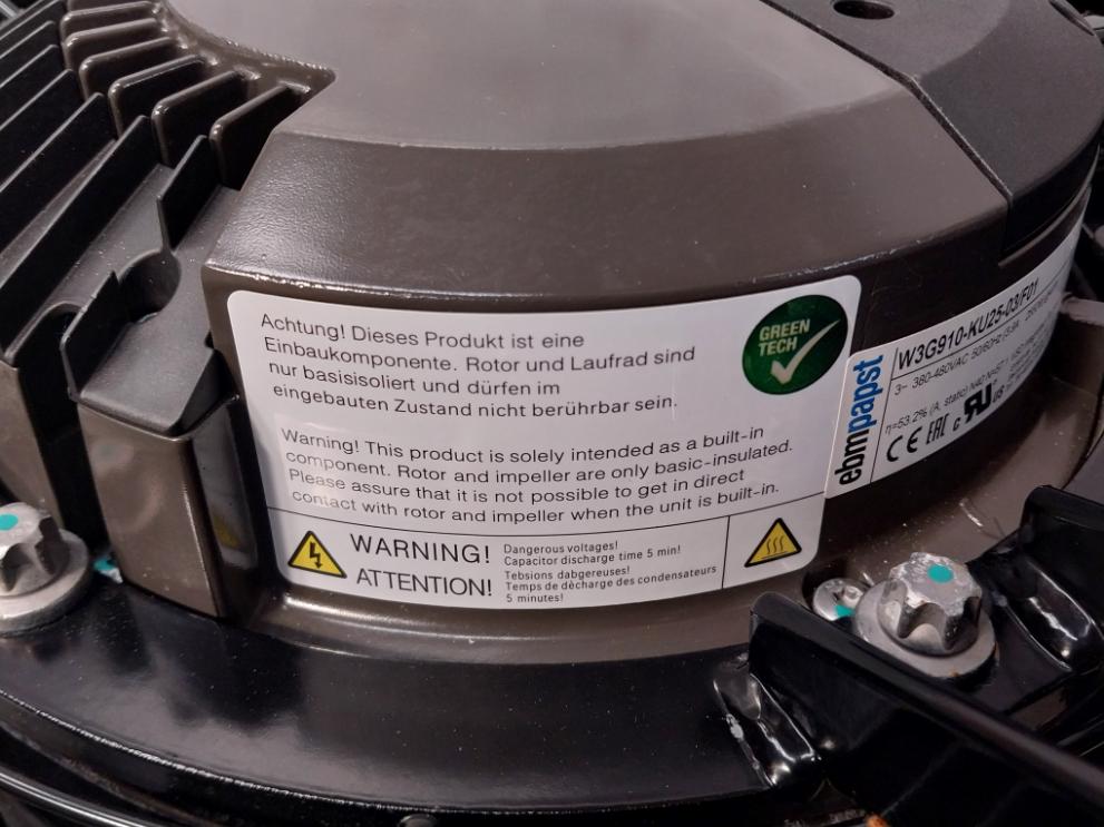 Ebm-papst Axial Flow Cooling Fan W3G910-ku25-03/F01 3Ph 380-480Vac 50/60Hz