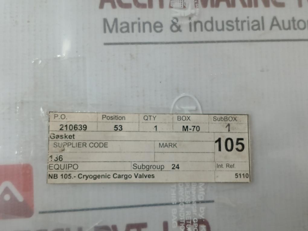 New Condition 136 Gasket For Cryogenic Cargo Valve Belpamoid