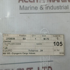 New Condition 136 Gasket For Cryogenic Cargo Valve Belpamoid