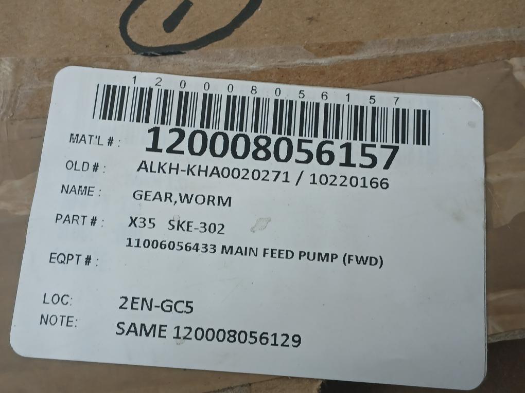 New Worm Gear For Main Feed Pump Ske-302