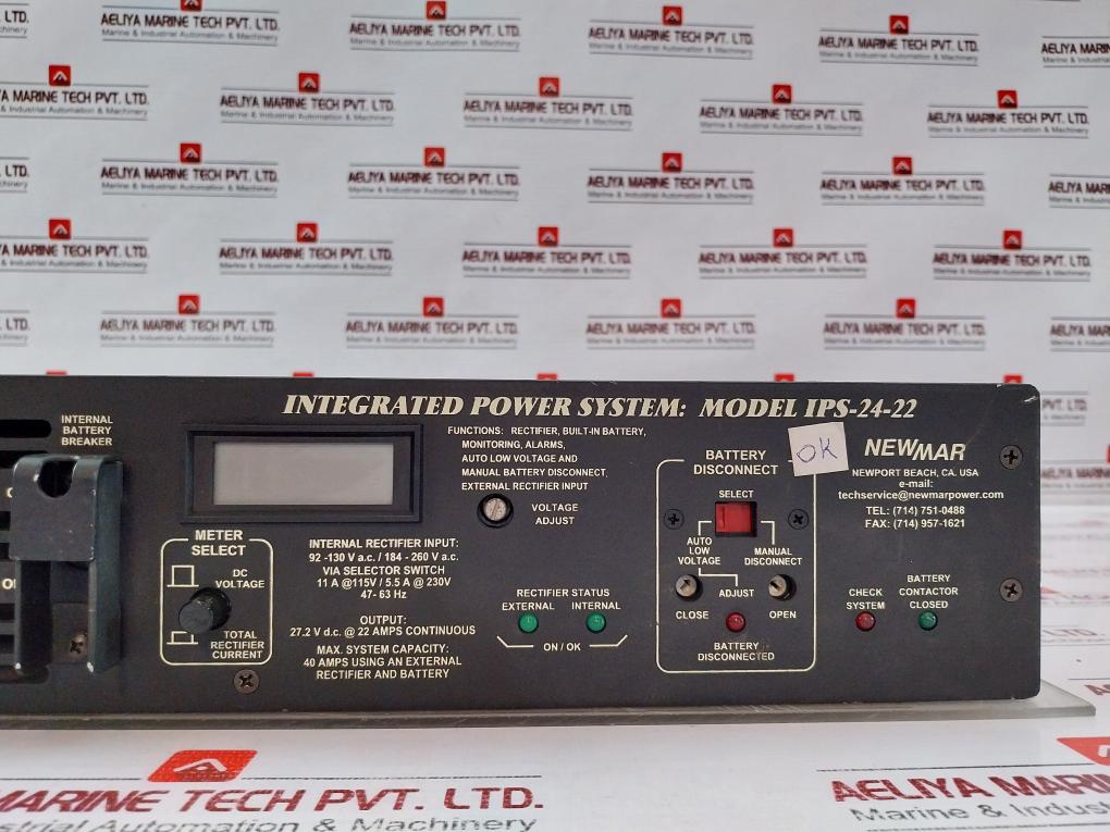 Newmar Ips-24-22 Integrated Power System 27.2V Dc 22A 92-130V Ac - Aeliya Marine Tech