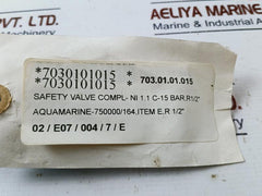 Niezgodka 1.1 C Safety Relief Valve Compl-ni 15 Bar (G) 1.4104