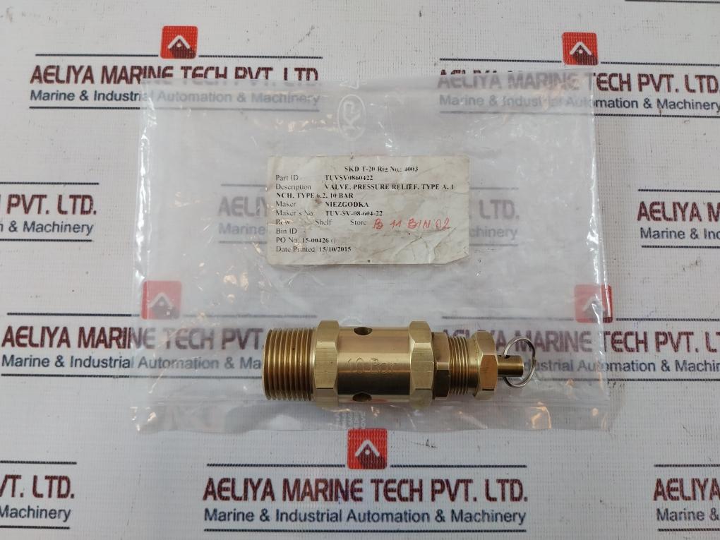 Niezgodka TUV-SV-08-604-22 Type A.1 Nch, Type 6.2 Pressure Relief Safety-Valve