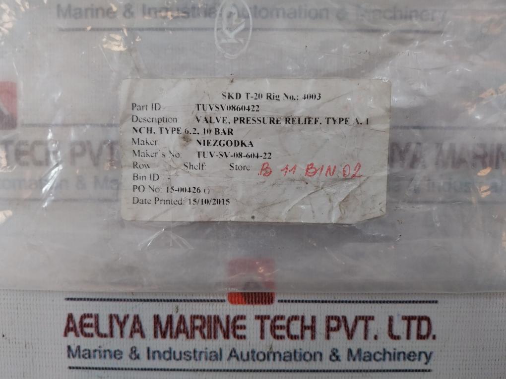 Niezgodka TUV-SV-08-604-22 Type A.1 Nch, Type 6.2 Pressure Relief Safety-Valve