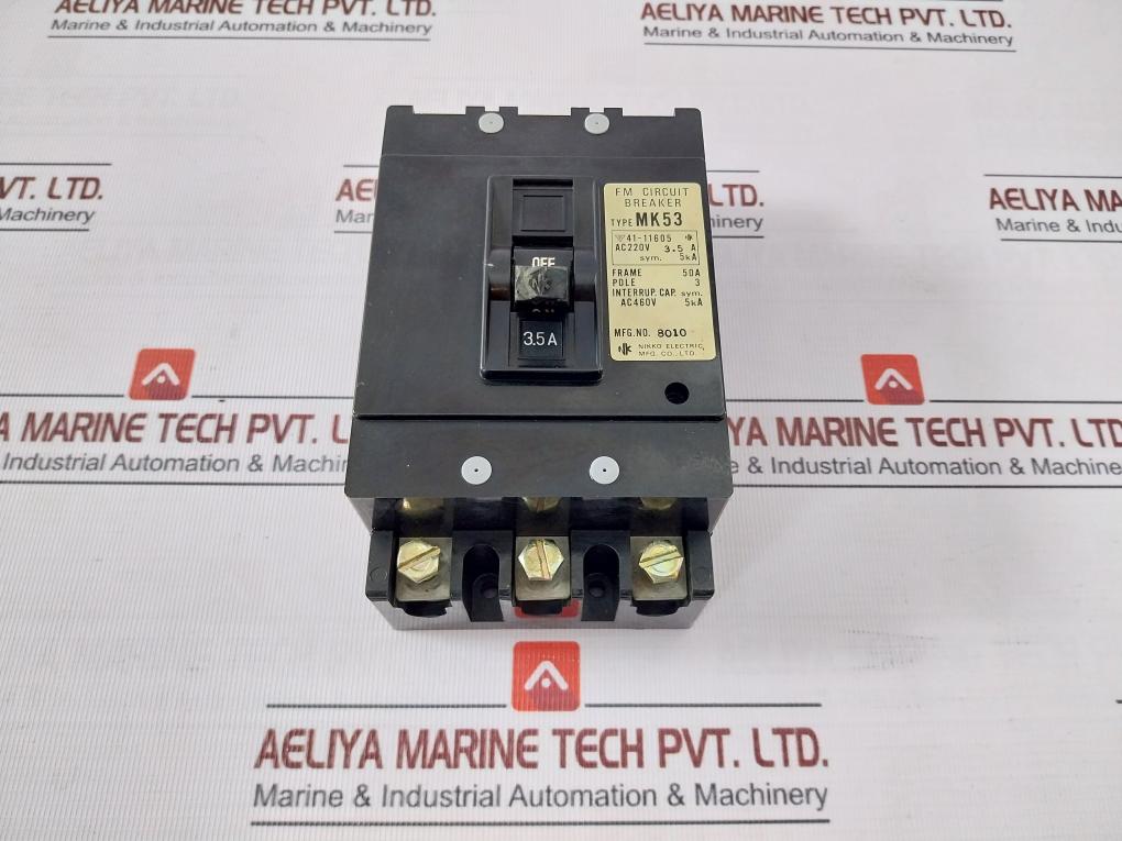 Nikko Electric Mk53 Fm Circuit Breaker 41-11605 Ac220V 3.5A 50A Ac460V 5Ka