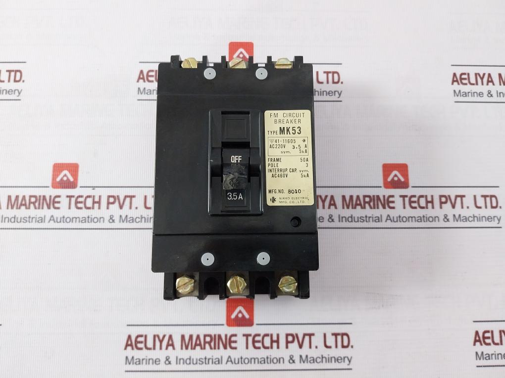 Nikko Electric Mk53 Fm Circuit Breaker 41-11605 Ac220V 3.5A 50A Ac460V 5Ka