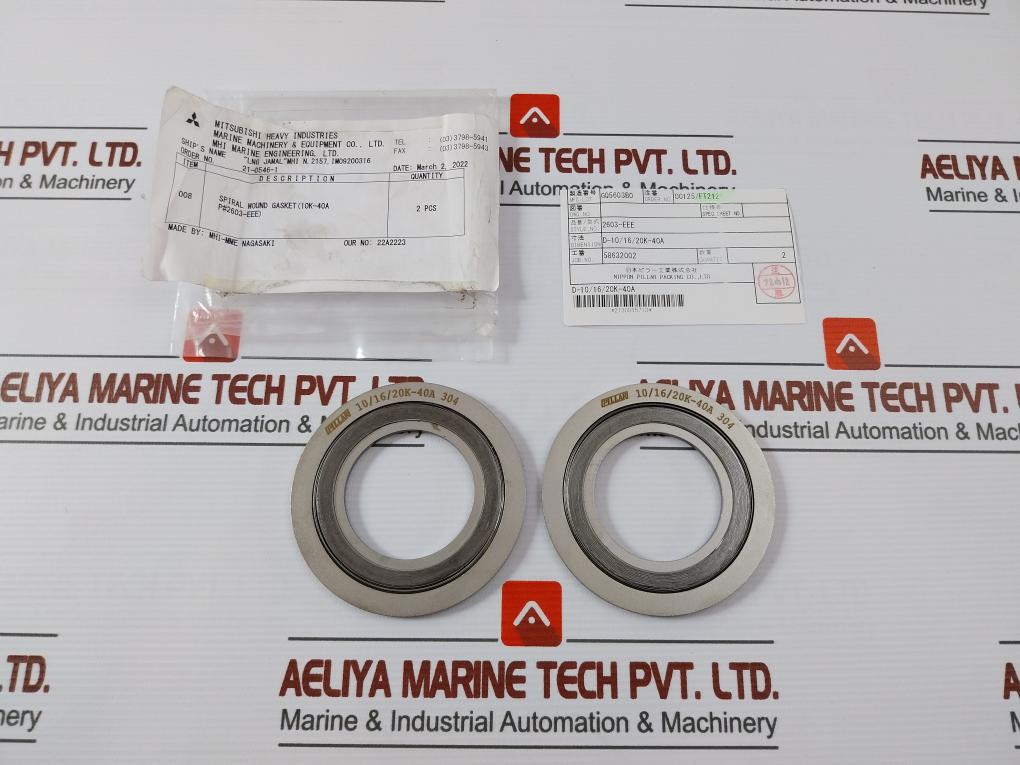 Nippon Pillar 2603-eee Spiral Wound Gasket D-10/16/20K-40A