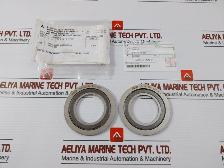 Nippon Pillar 2603-eee Spiral Wound Gasket D-10/16/20K-40A