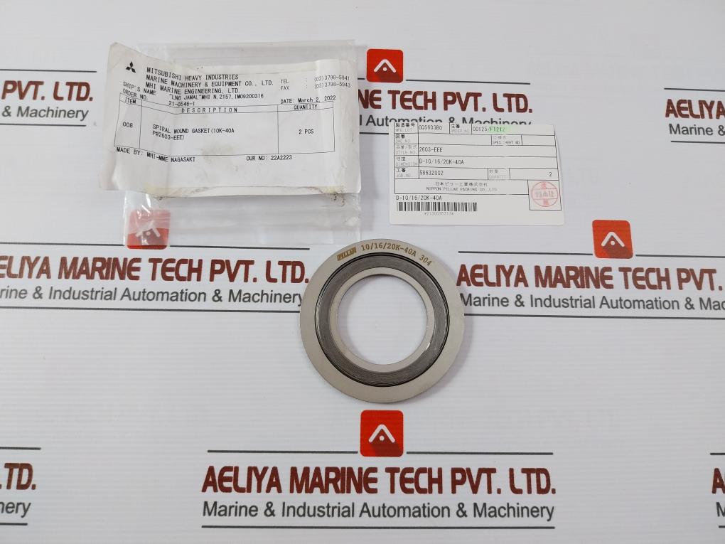 Nippon Pillar 2603-eee Spiral Wound Gasket D-10/16/20K-40A