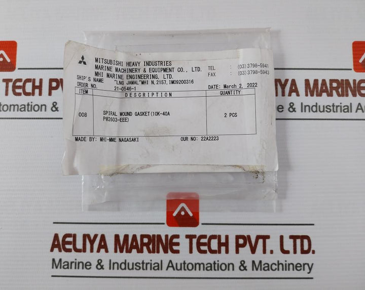 Nippon Pillar 2603-eee Spiral Wound Gasket D-10/16/20K-40A
