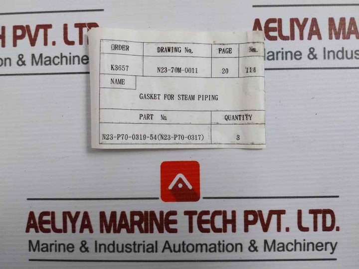 Nippon Pillar N23-p70-0319-54 Steam Piping Gasket 1 Box = 3 Pieces