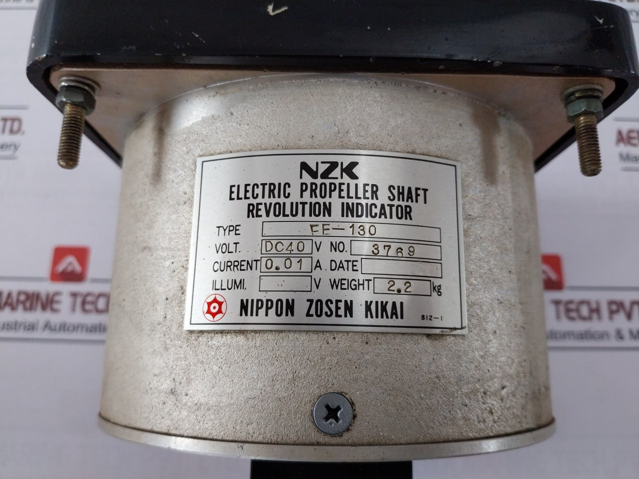 Nippon Zosen Kikai Fe-130 Electric Propeller Shaft Revolution Indicator Dc40V