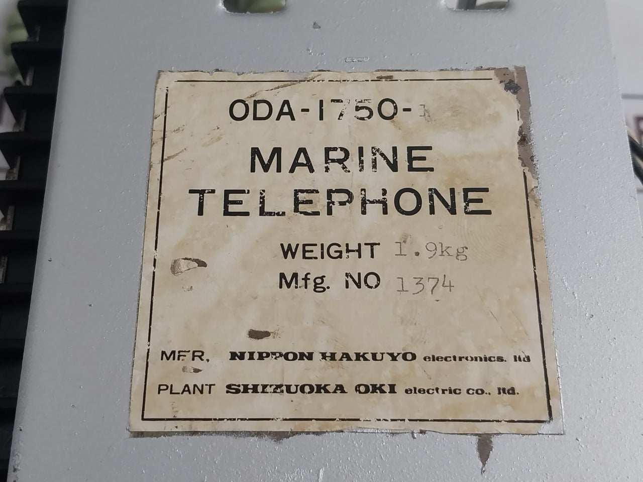 Nippon Hakuyo Oda-1750-1 Marine Telephone (Not Working)