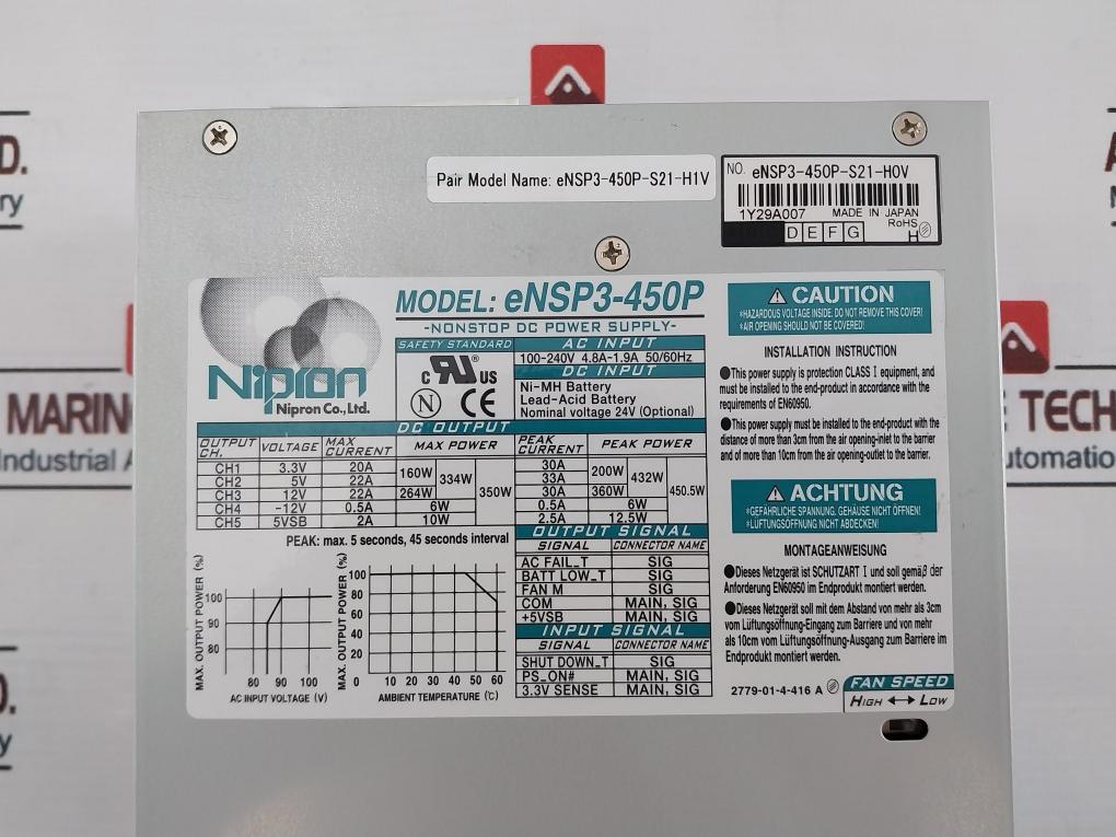 Nipron Ensp3-450P Nonstop Dc Power Supply Set 50/60Hz