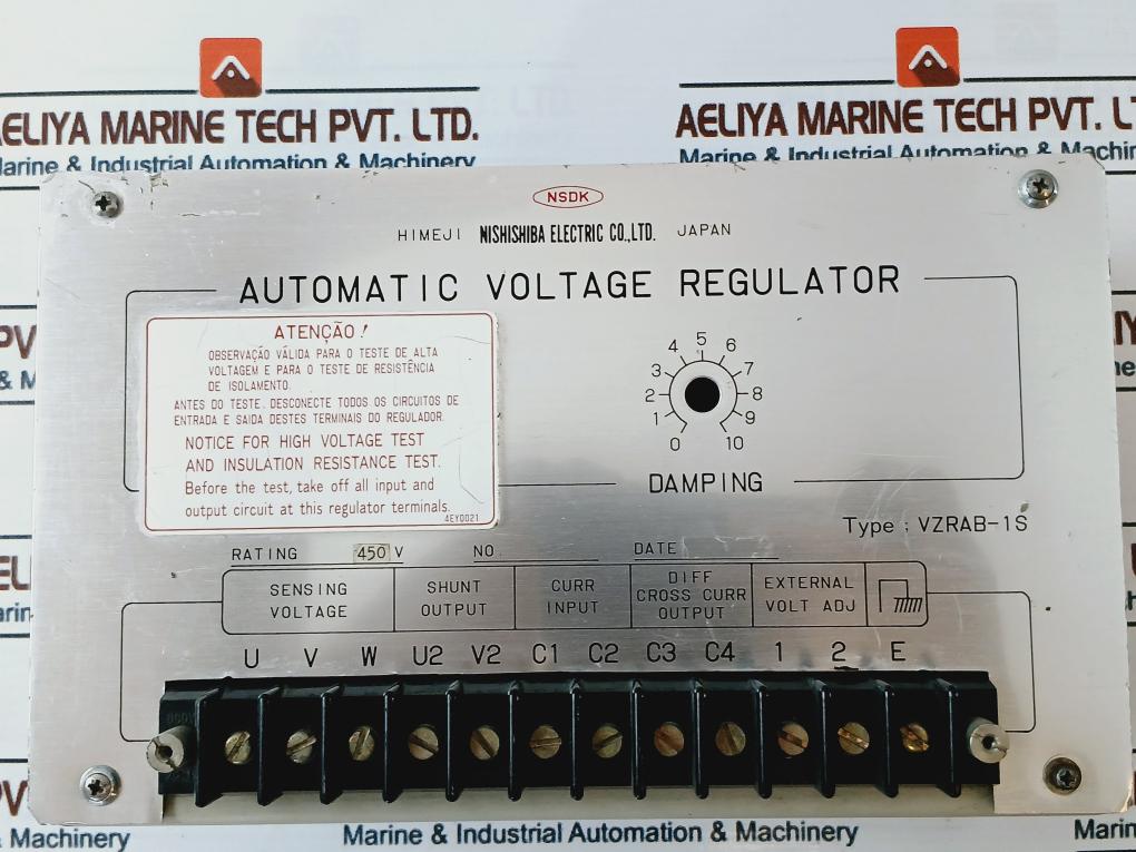 Nishishiba Electric Vzrab-1S Automatic Voltage Regulator 450V