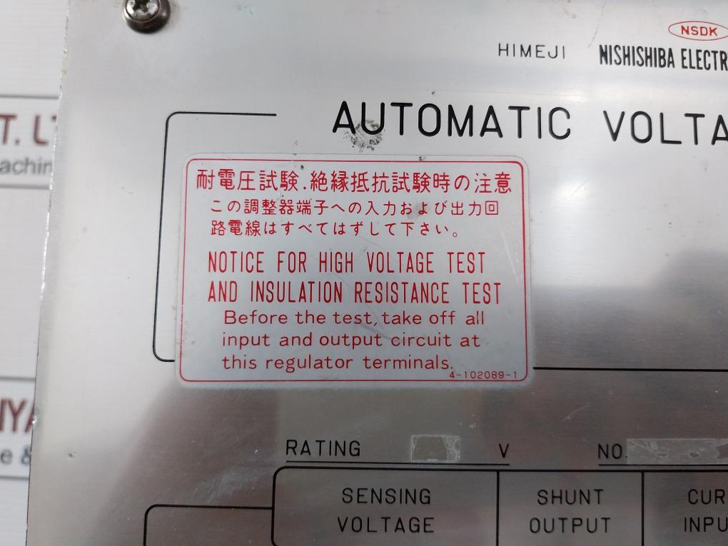 Nishishiba Electric Vzrab-1S (P) Nsdk Automatic Voltage Regulator