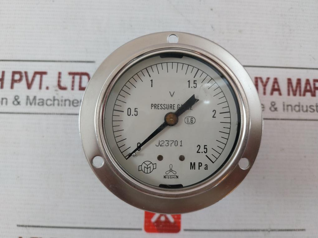 Nisshin Pressure Gauge 0-2.5 Mpa J23701 1.6