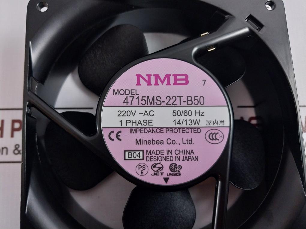 Nmb 4715Ms-22T-b50 Ac Axial Fan 220V-ac 50/60Hz 14/13W 1.09/1.39W 2600/2900R/Min